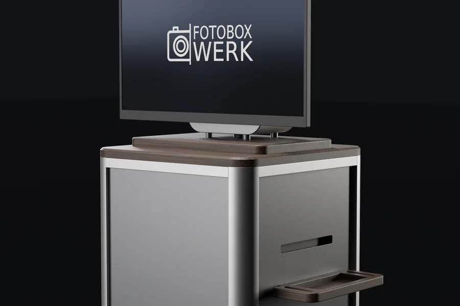 Deckplatte der Fotobox mit Monitorfuß und Kameragehäuse